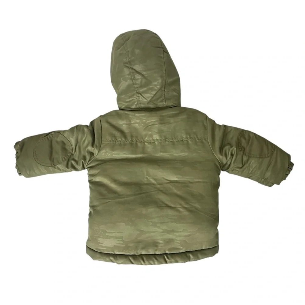 Cat & Jack Infant 18 Month Army Green‎ Camo Winter Coat With Hood Faux Fur Lined